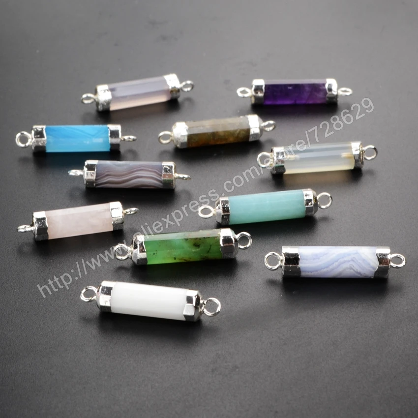 925 Посеребренная Столбчатых Цилиндра Природные Мульти вид Камни Аметист Нефрита