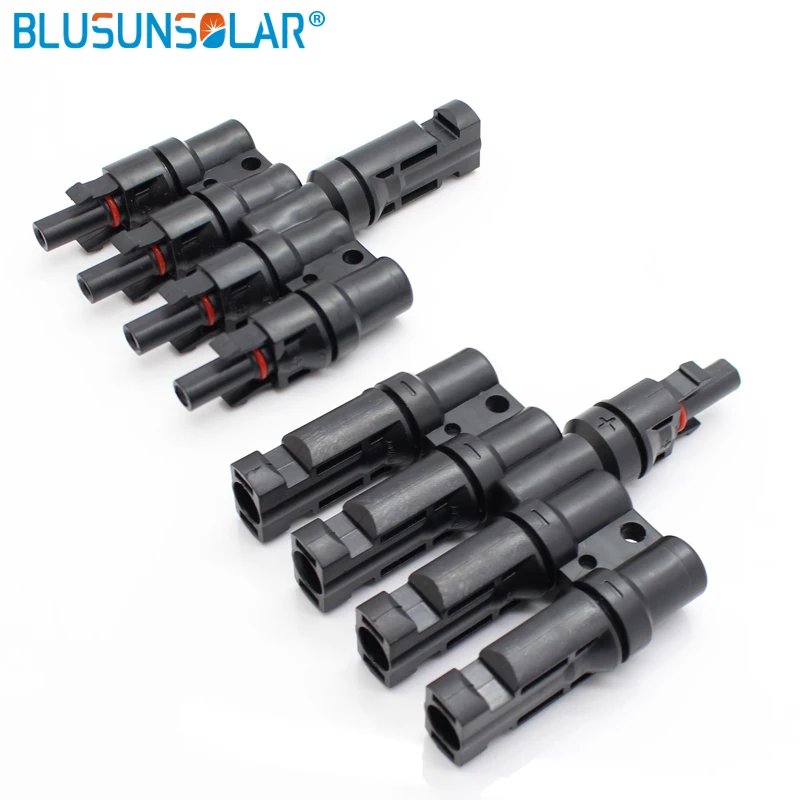 10 pairs/lot Style Solar Panel Cable Branch Connector TUV  T Type 4 in 1 Male and Female Solar Cable Connector