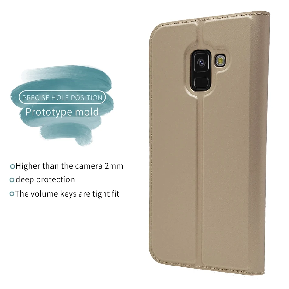 Роскошные Магнит флип чехол для samsung A5 A7 2018 Бумажник кожаный Galaxy A8 плюс карты slot