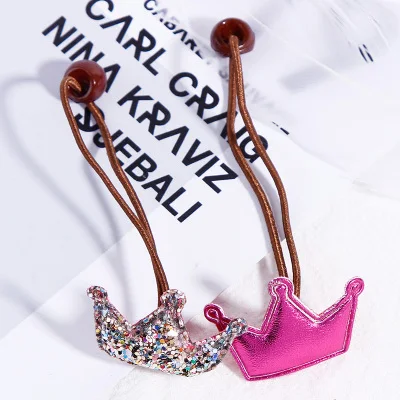 Rose Red Crown 2 шт./лот, милые эластичные резинки для волос с короной в форме сердца для девочек, резинка для волос, резинка для волос, Детская повязка на голову, аксессуары для волос - Цвет: Rose Red Crown