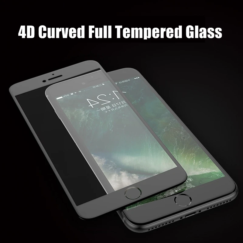 Закаленное стекло 4D с холодной резьбой и полным покрытием для iPhone 7 Plus новая 3D