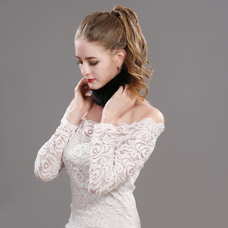 2019 Women Real Fur Handmade Stretch Scarf Knit Genuine mink Headbands Girls Natural Ring Cowl Snood Scarves Winter | Аксессуары для