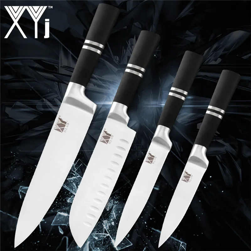 C.4pcs set XYj кухонный инструмент из нержавеющей стали 6 комплект ножей 8 ''шеф 8'' хлеб 8 ''нарезка 7'' сантоку 5 ''Универсальный 3,5'' нож для очистки овощей - Цвет: C.4pcs set