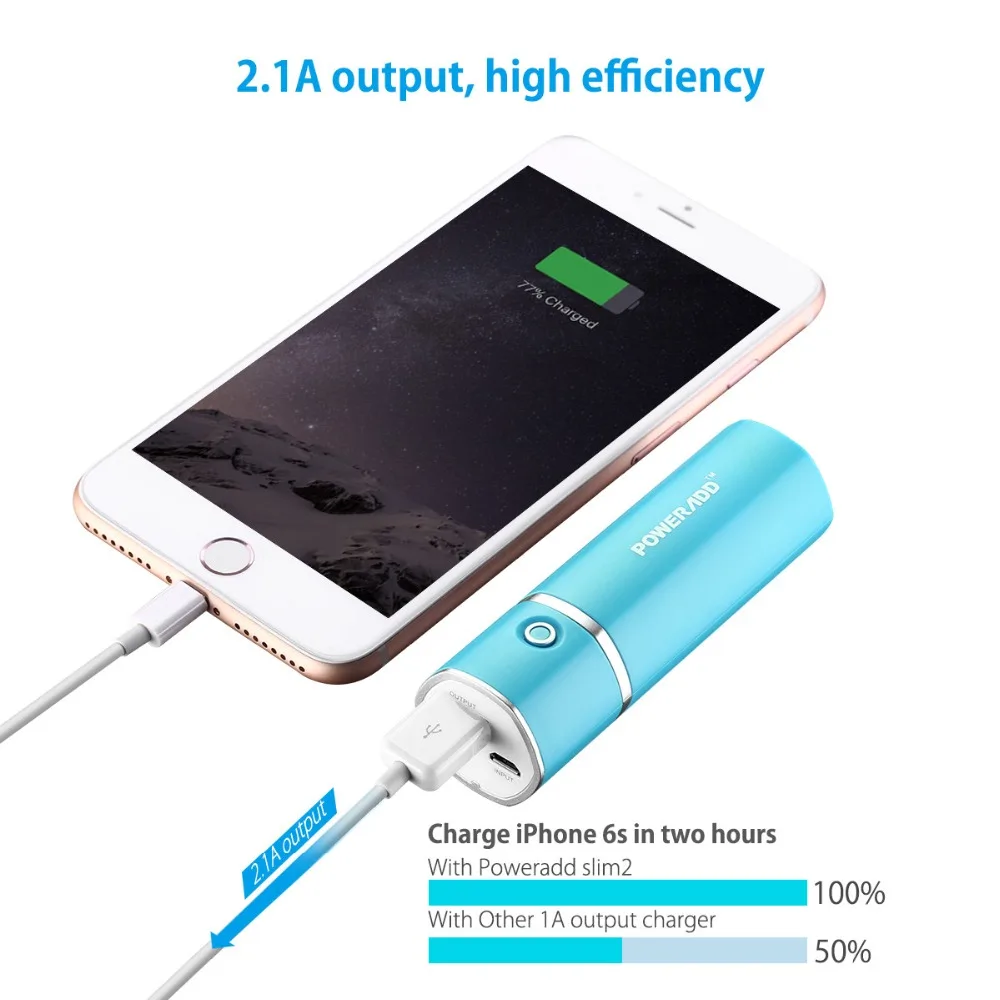 Power add Slim2 5000 мА портативное зарядное устройство USB порты внешний аккумулятор для