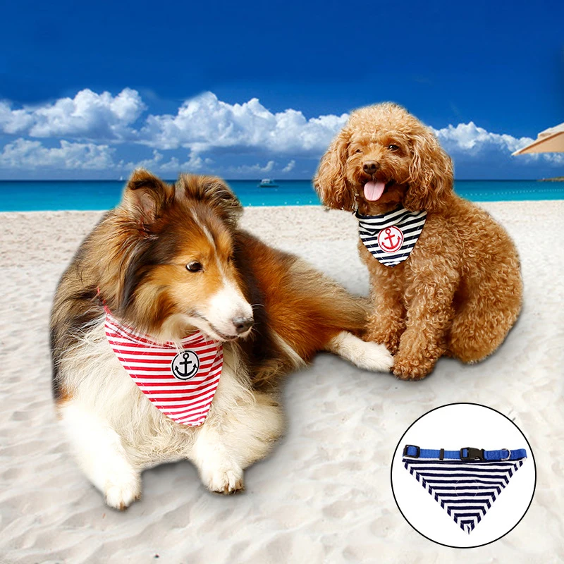 Полосы матроска для мелких больших собак кошка шейный платок Питомца Воротник