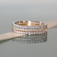 2017 promotion fine 100 925 sterling silver classic delicate 3 colors stack stackable eternity cz ring full stone band sets