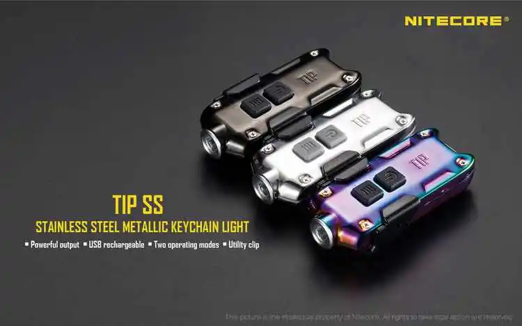 Топ продаж NITECORE металлический USB Перезаряжаемый встроенный аккумулятор кнопочный светильник с наконечником для улицы, для ежедневного походов, рыбалки, путешествий