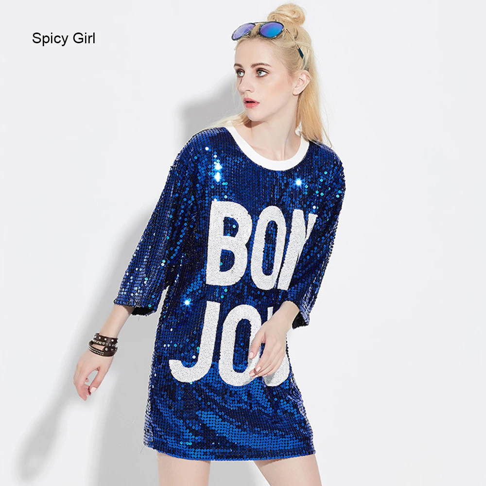 Женское платье с блестками осеннее футболка большого размера Клубные платья 2016