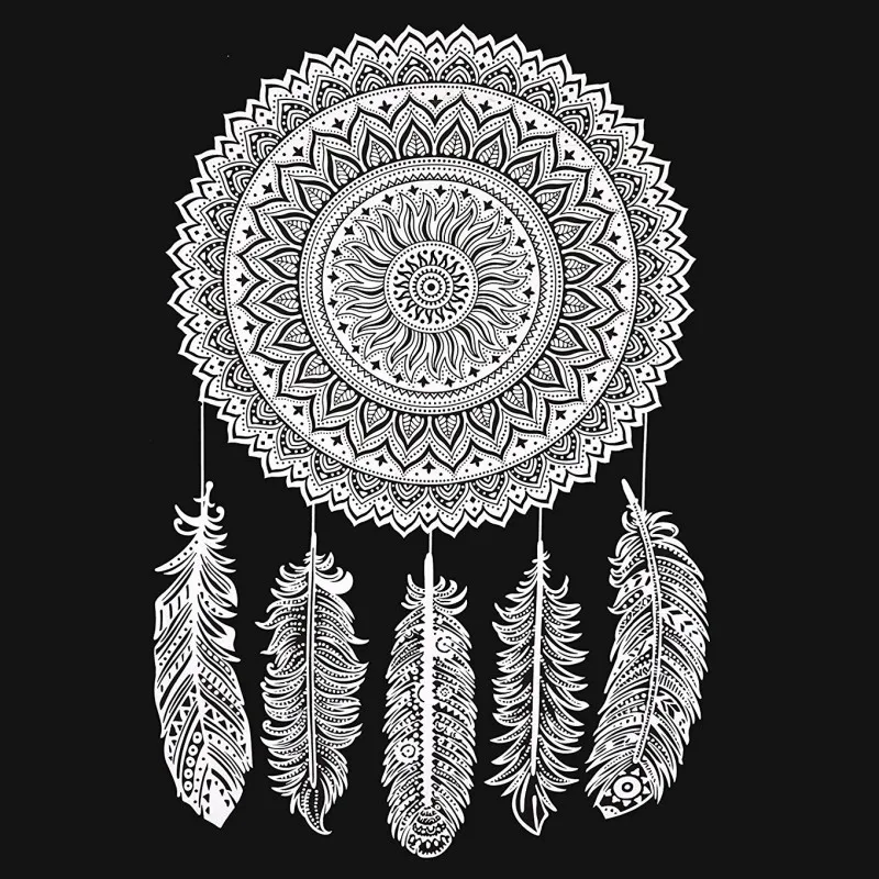 Черно-белый тканевый гобелен в богемном стиле многофункциональный скатерть с