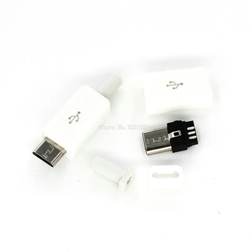 10 шт./компл. 4 в 1 DIY Micro USB сварки Тип Мужской 5-контактный разъем w/Пластик крышка черного и белого цвета