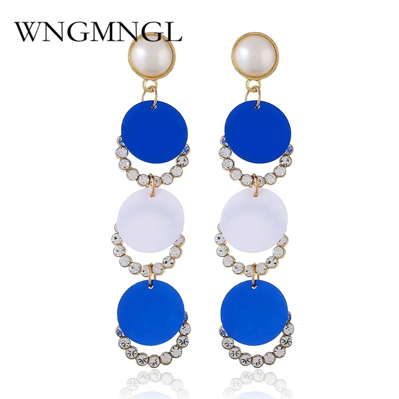 WNGMNGL богемная круглая блестка длинные висячие серьги для женщин Оригинальные