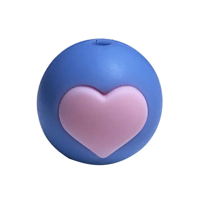 Powder blu n BY PK 5 шт. Силиконовые Круглые бусины в форме сердца-Силиконовые Прорезыватели для прорезывания зубов для DIY ожерелья-BPA Бесплатный Детский прорезыватель BPA безопасный DIY шарик - Цвет: Powder blu n BY PK