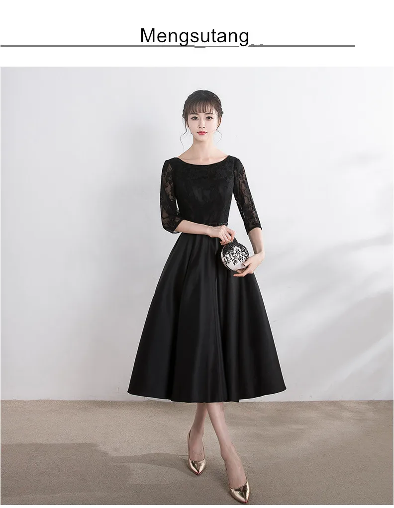 Robe de soiree Черное вечернее платье длиной до колен с круглым вырезом на шнуровке платья для выпускного вечера индивидуальный заказ