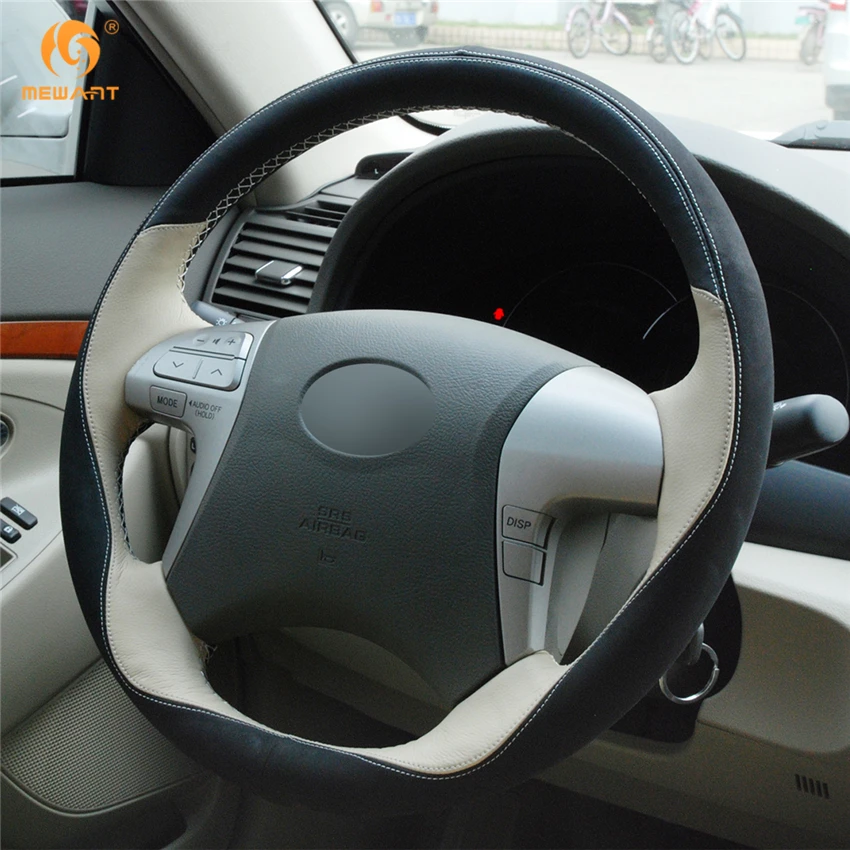 MEWANT черный бежевый кожаный замшевый цвет для Toyota Highlander 2009 2014 Camry 2007 2008 2010|car steering