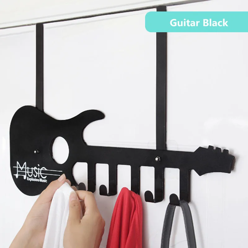 Guitar Black Yooap Прочный Бамбуковый дверной крючок вешалка для одежды для полотенец брюки пальто 25*41 см Органайзер Домашний для хранения кухня 5 крючков подшипник - Цвет: Guitar Black