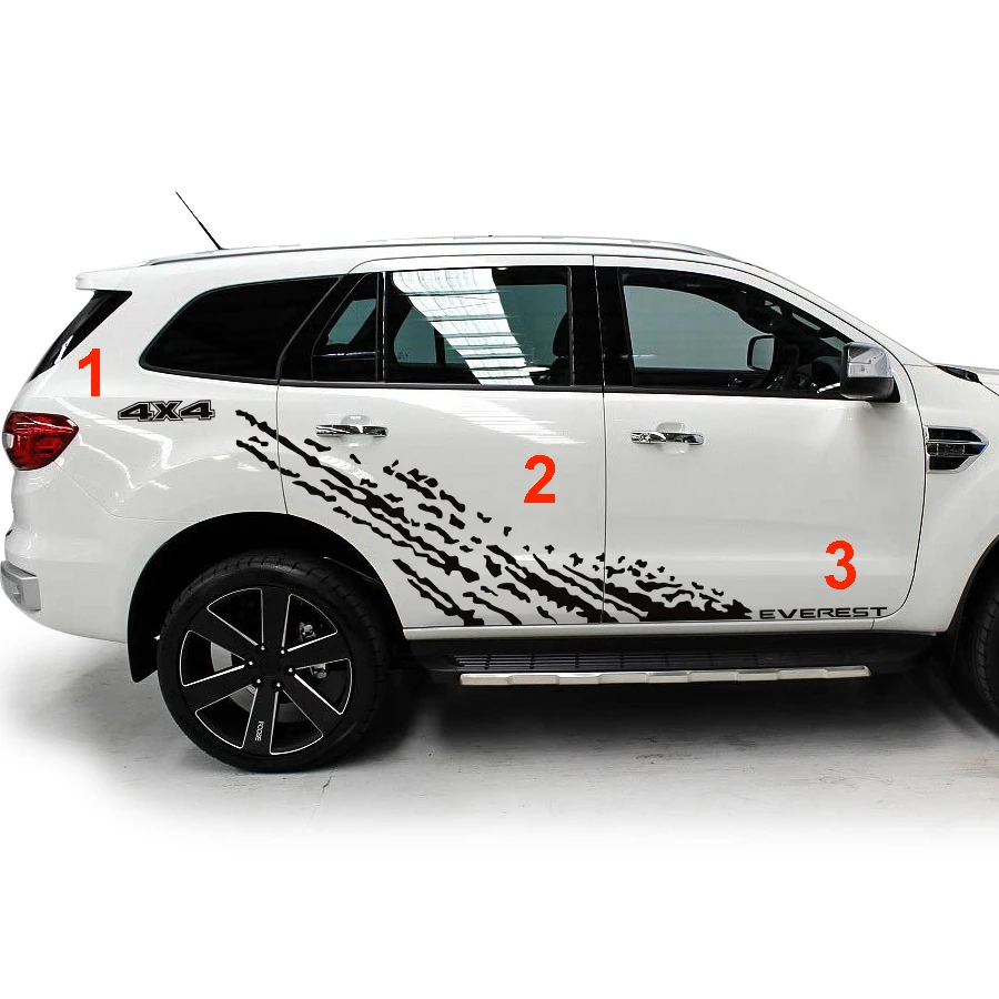 custom car decals 6pc protect scratch modified side body mud 4X4 styling graphic vinyl car stickers for ford everest