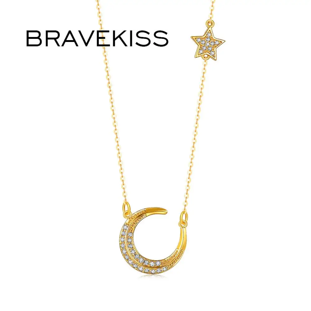 BRAVEKISS винтажные подвески в форме Луны и звезды ожерелья для женщин