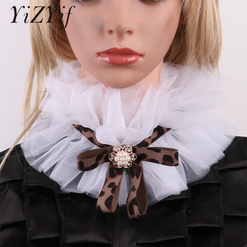 Fake Collar Detachable collar for Women Victorian Fake Decorative Neck Collar Ruffled Mesh Choker Vintage Sweater Shirt collar