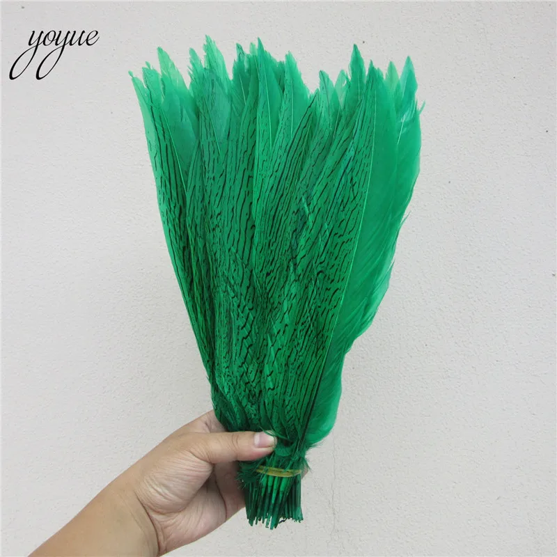 YOYUE 100 шт./лот 35-40 см Серебряный фазан хвост перья, Свадебные Украшения Алмазный фазан цвета: белый, серебристый Куриные перья Плюм
