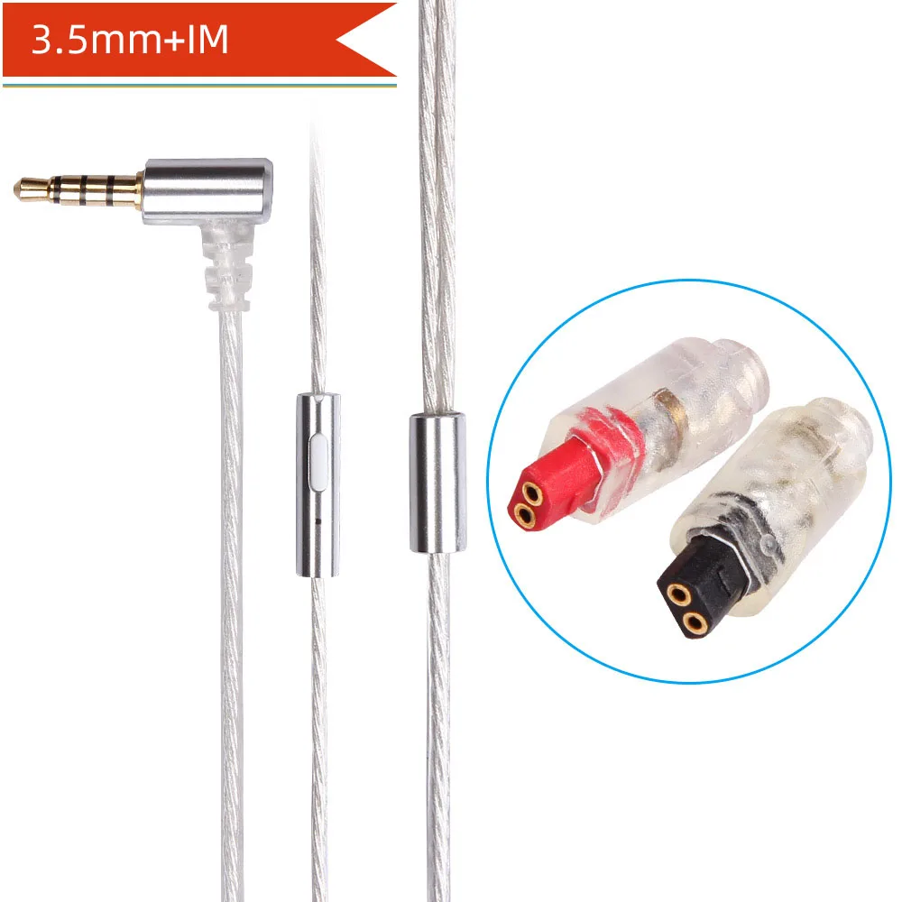 White 3.5mm IM FDBRO 3,5 мм с микрофоном кабель для наушников Посеребренная Проводная гарнитура MMCX 2pin A2DC кабель для наушников SE215 SE425 SE535 LS70 - Цвет: White 3.5mm IM