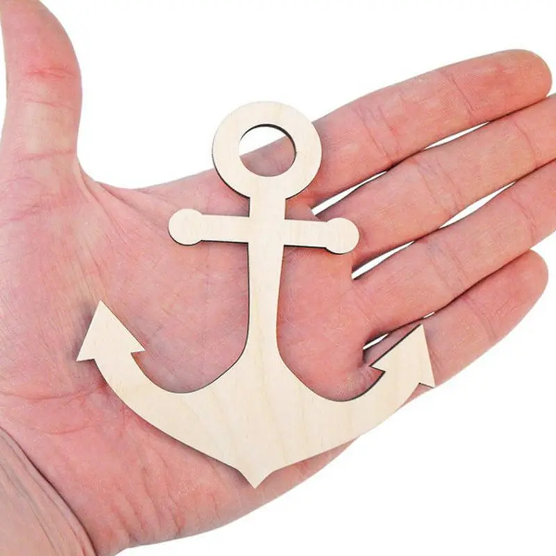 

50x Wooden Anchor (10cm) Shape Art Projects Craft Hanging Tag Decoration Gift Embellishments christmas tree decorations