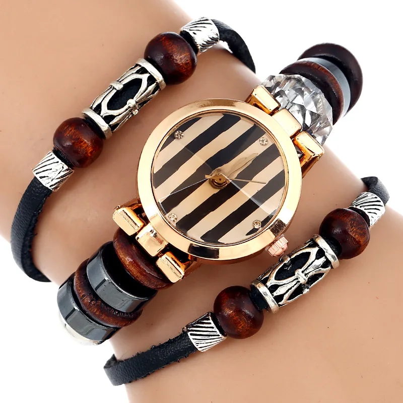 Gnova/верхняя часть из платины кожаные женские часы браслет наручные деревянные