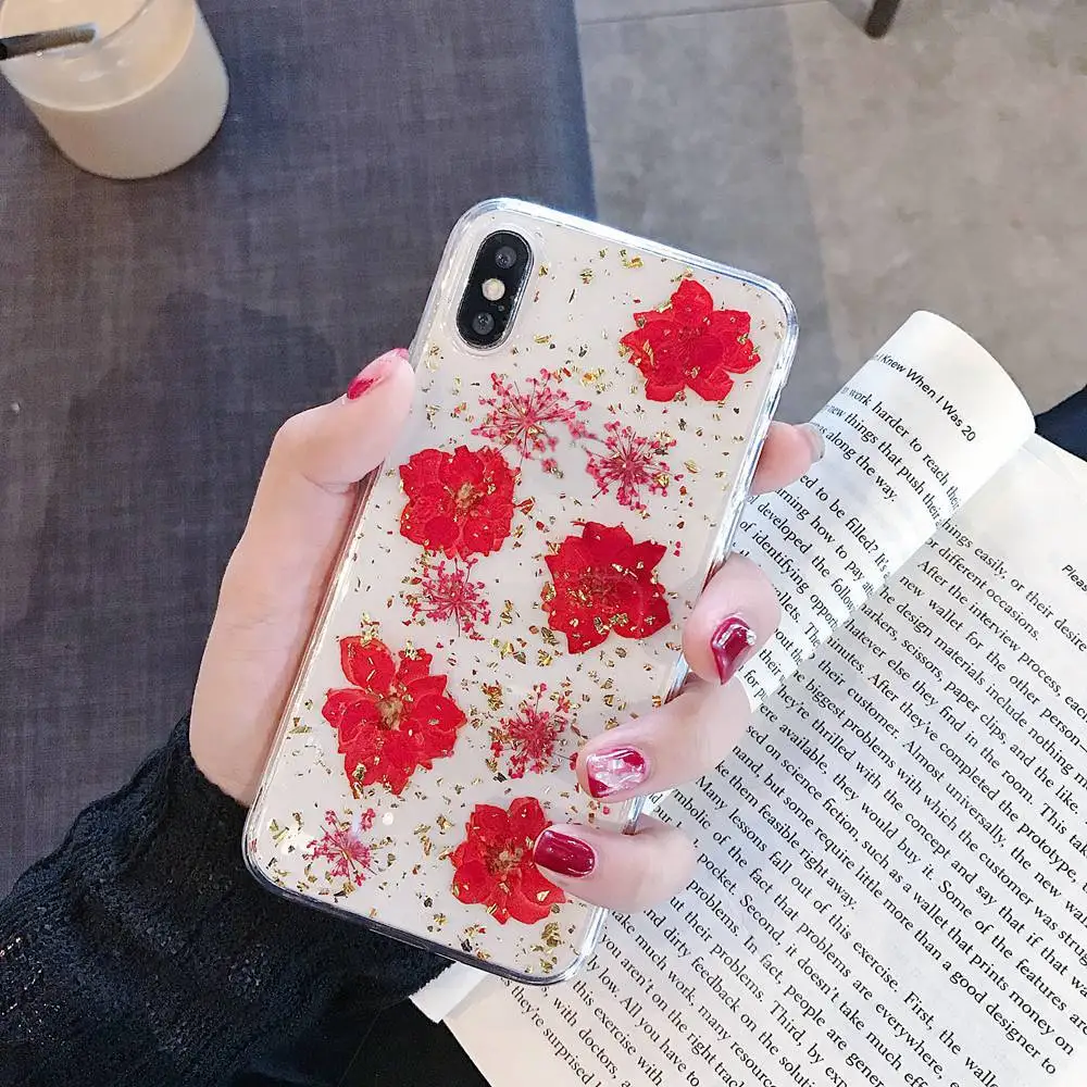 Чехол KISSCASE с настоящим цветочным узором для iPhone X XR XS MAX 7 8 Plus мягкие чехлы обложки