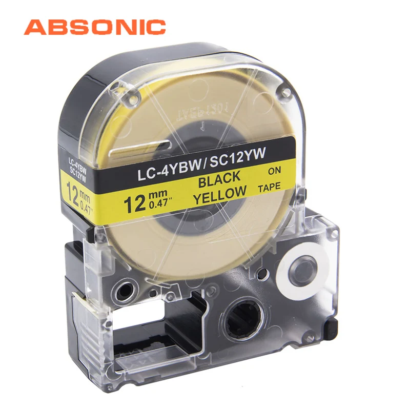 Absoonic SC12YW LC 4YBP совместимый Epson LabelWork лейбл ленточный мейкер стандартная лента 12 мм