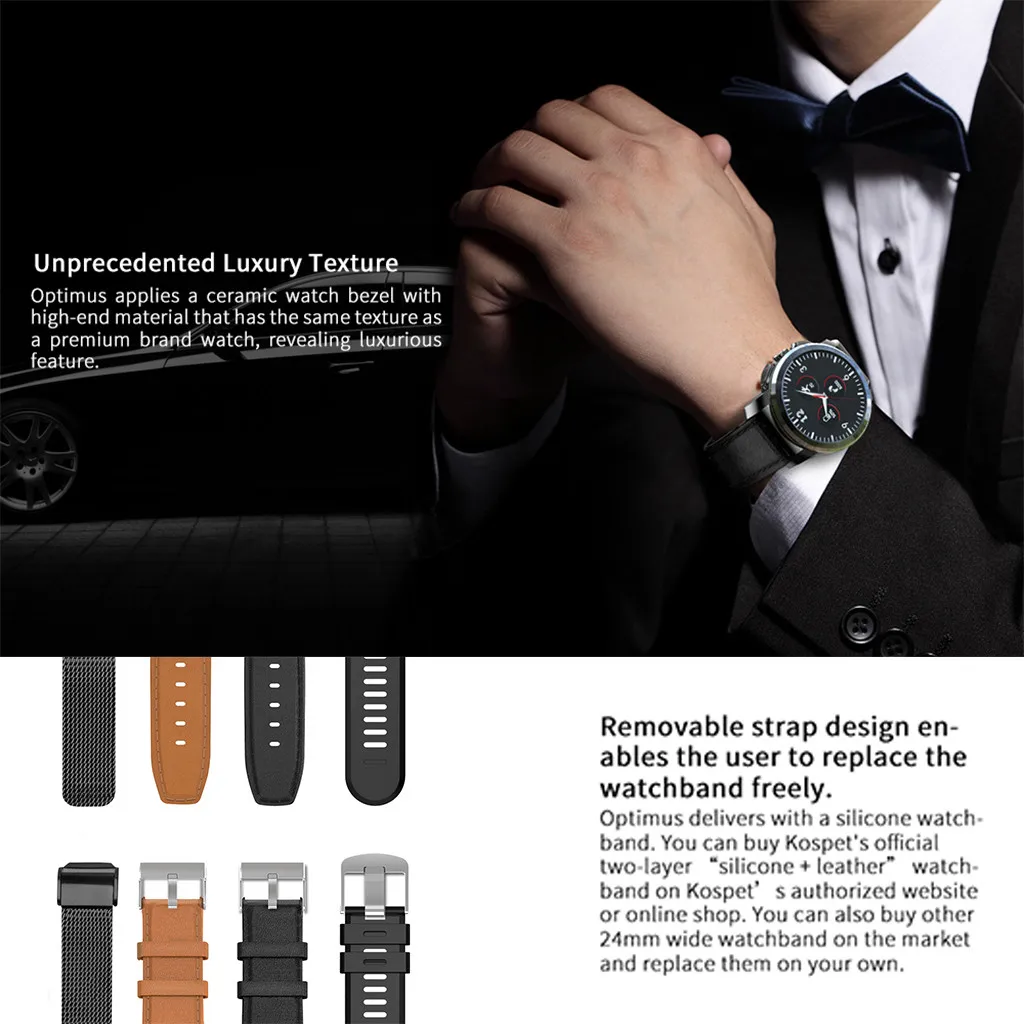 KOSPET Optimus 2 ГБ+ 16 Гб AMOLED 4G двойной чип 8.0MP 800 мАч IPX67 SmartWatch телефон для amazfit ремешок Bip