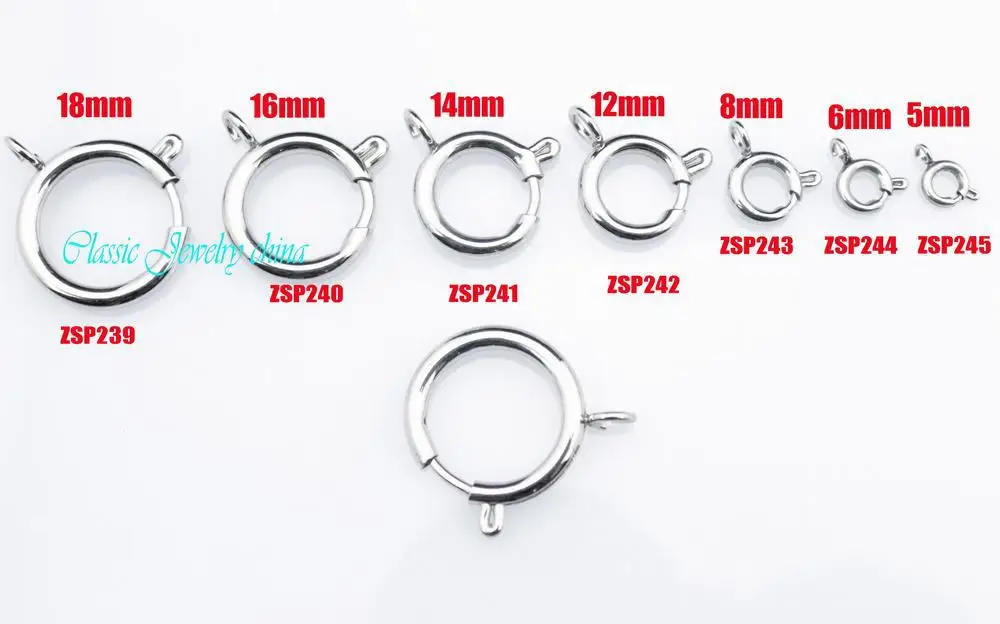 5mm-18mm Bolt Spring stainless steel necklace end Clasps spring fastener jewelry accessories 100pcs ZSP239-ZSP245