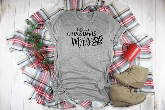 Футболка с надписью my first christmas as a mrs Женский Рождественский подарок футболка Tumblr
