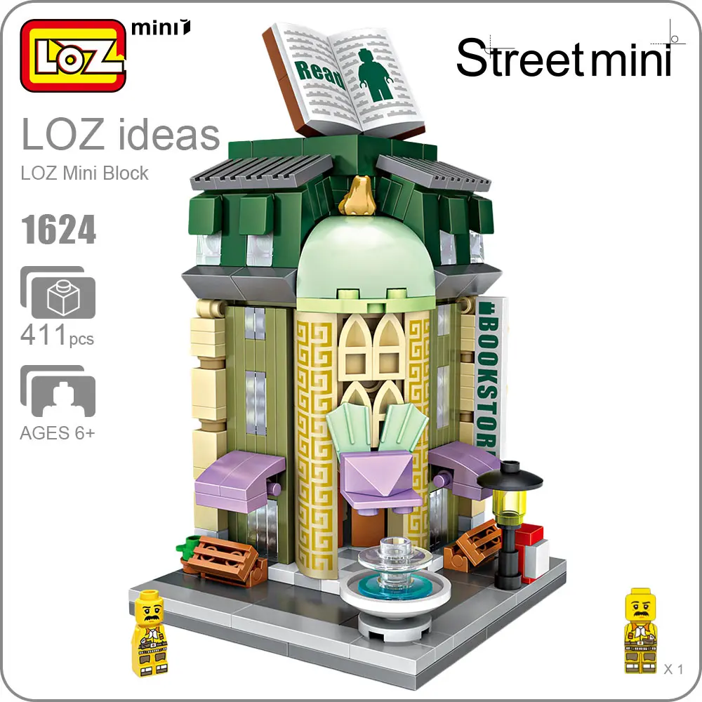 LOZ Mini Blocks Diy Commercial street business Cake Shop Shiduo Store Instrument Bookstore toys for children | Игрушки и хобби