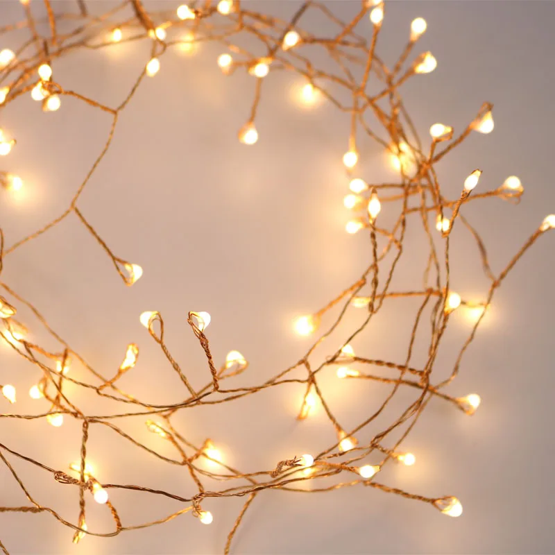 33ft 300LED Кластерные гирлянды ветка дерево Открытый медный провод сказочные огни для кафе бар Свадебные вечерние Рождественское украшение для дома