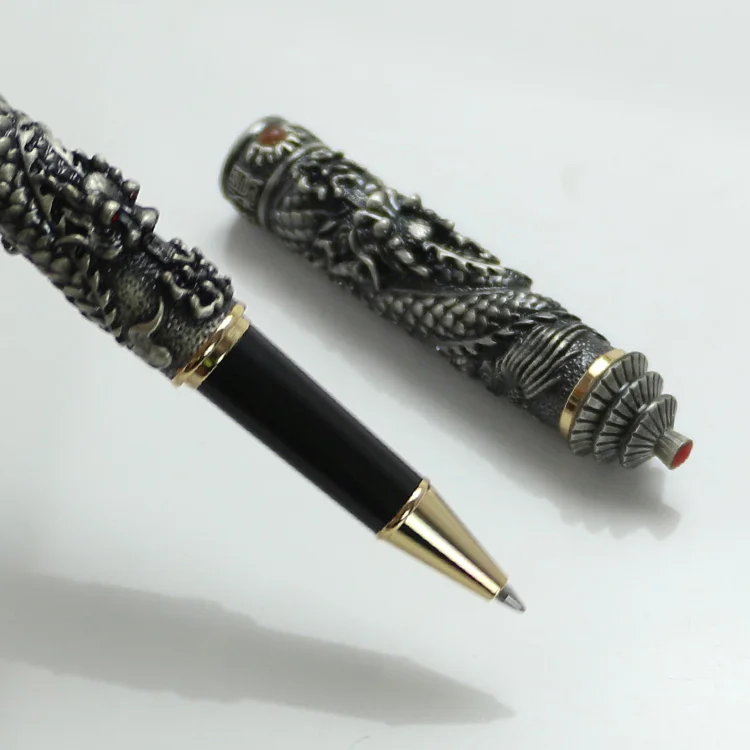 JINHAO Благородный серый два дракона ИГРАТЬ жемчуг Дракон резной кристалл