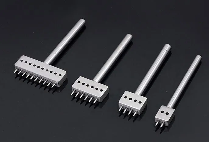 6mm 4 pieces Set Обувь высокого качества; цвет черный, Нержавеющая сталь 2/4/5/6/10 зубец кожа ремесленный Металл набор кожаных дыроколы прострочка кожи Перфоратор Инструмент - Цвет: 6mm 4 pieces Set