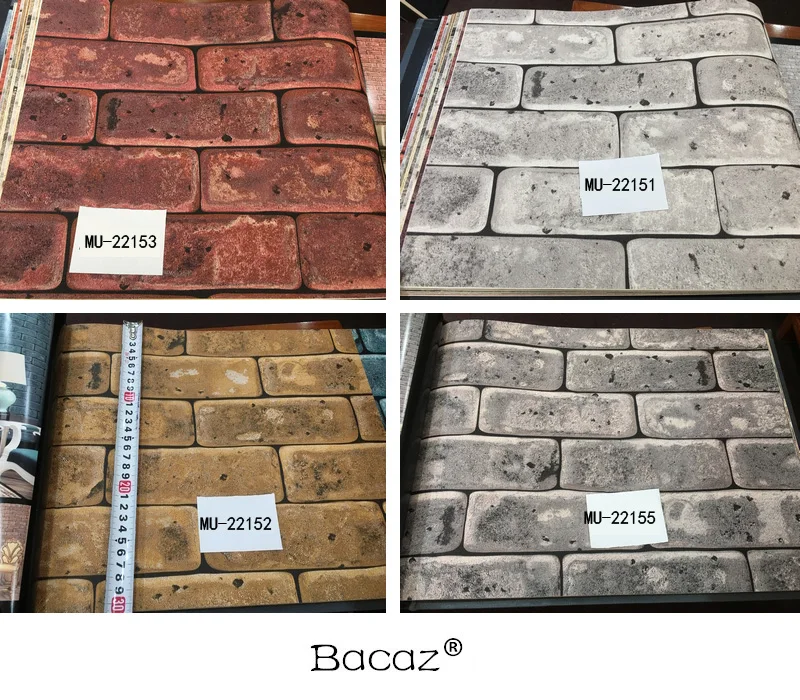 Bacaz отшелушивающая текстура Красный 3D кирпичные обои для ресторана диван кафе
