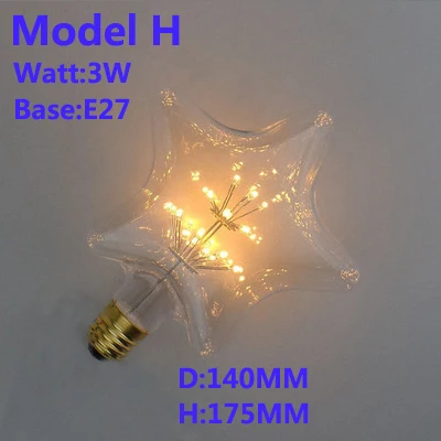 Винтаж СВЕТОДИОДНАЯ Лампа 220 V-240 V Крытый e27 декоративный светильник лампа светодионая лампа для дома Кафе Ресторан украшения 3 Вт ST64 Светильник лампы - Цвет: Model H