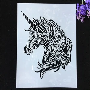 Трафареты A4 с единорогом для самостоятельного нанесения слоев, 29*21 см, настенная живопись, фотография, шаблон с тиснением