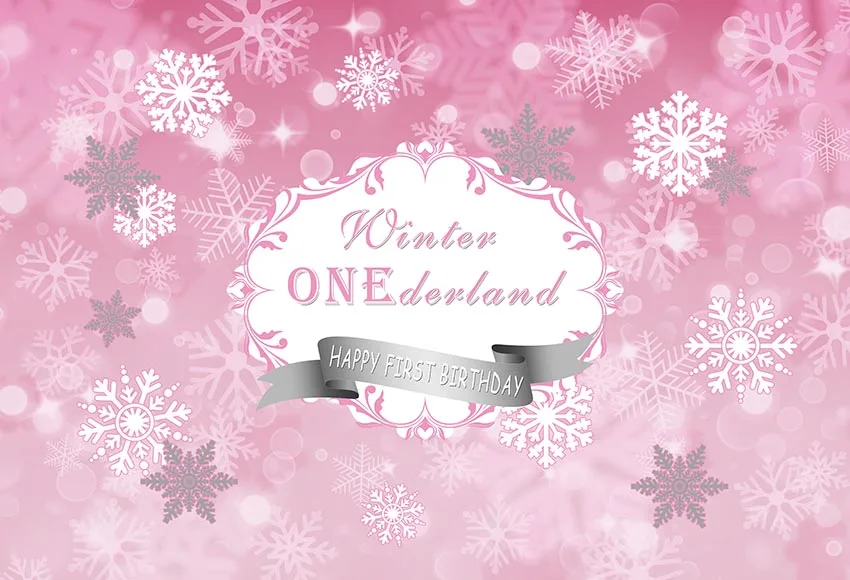 

Vinyl winter wonderland snow pink Backdrop Photography baby first Party Backdrops for Photo Background for Pictures Decor