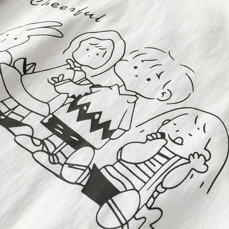 Рубашка с принтом летняя женская одежда футболка круглым вырезом и короткими