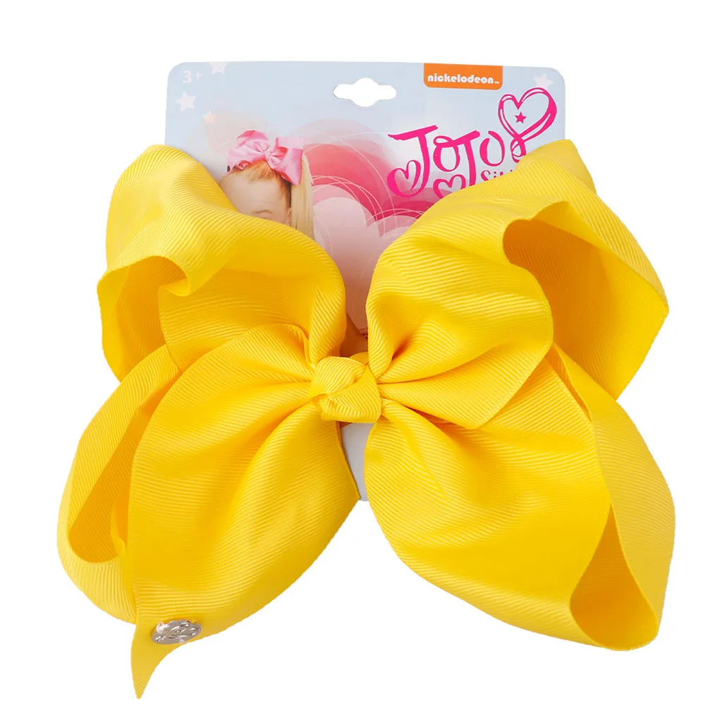 8 дюймов jojo siwa JOJO банты для девочек бант из ленты с зажимами для детей заколки для волос ручной работы бант для девочек головные уборы аксессуары для волос - Цвет: yellow