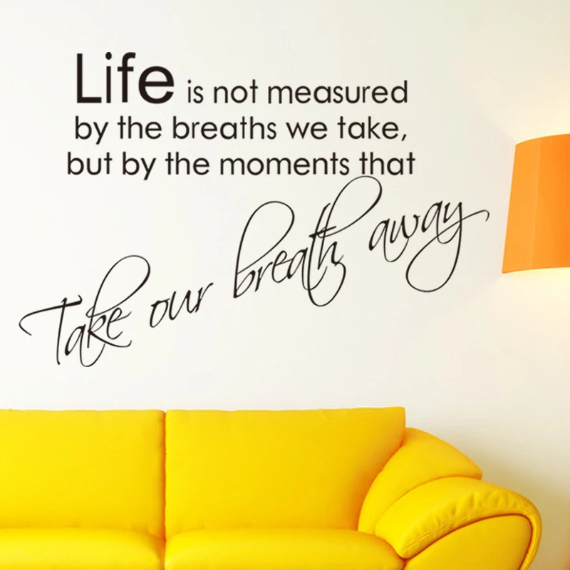 Высокое качество теплая Цитата жизнь не измеряется дышами дома Наклейка на стену