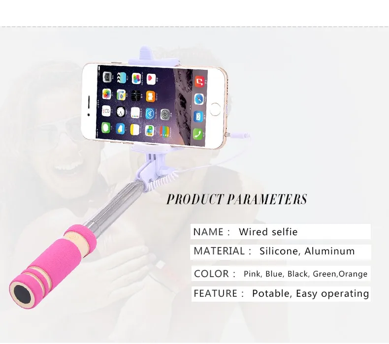 REXFLY Мини Выдвижная селфи-палка для iPhone Xiaomi, новая ручная селфи-портретная фото-палка, проводной селфи-палка, монопод для samsung