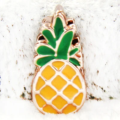 Ювелирные изделия yukam ползунки эмаль кактус Фламинго Pinapple Павлин облако пчела горка талисманы хранитель для браслетов DIY аксессуары для изготовления - Окраска металла: Pinapple Rose