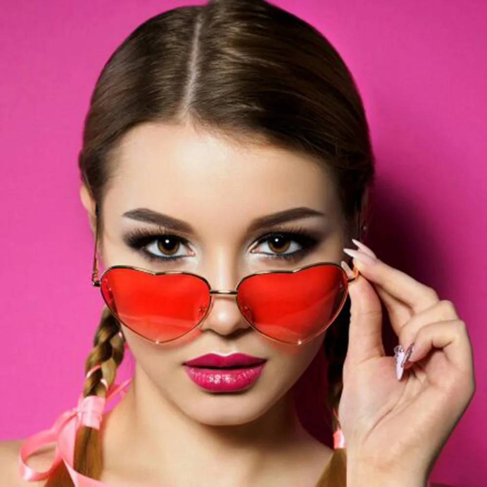 PATIMATE солнцезащитные очки в форме сердца металлическая оправа светоотражающие