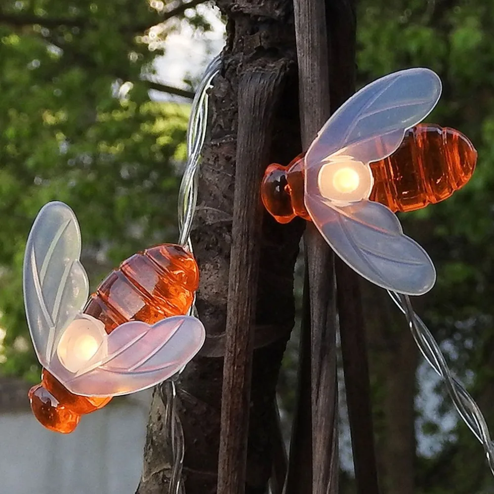 LED Lights String Outdoor with Honey Bee Powered Starry Fairy for Garden Patio Trees Flower Fence | Лампы и освещение