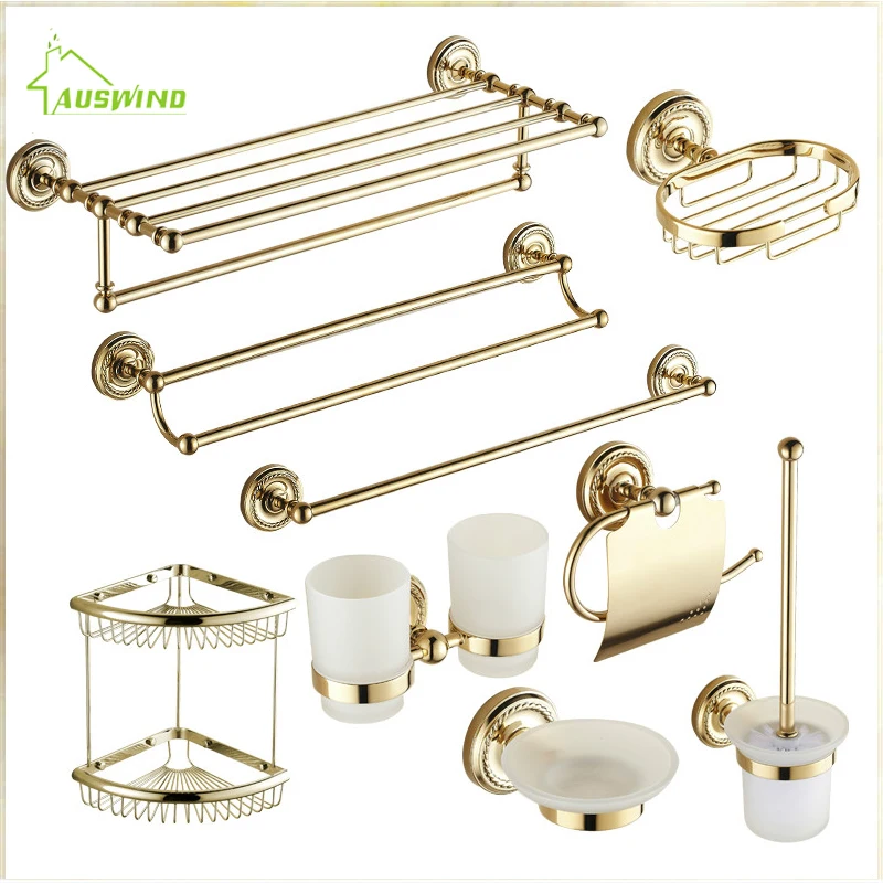 

Античное золото, латунь, резное украшение для ванны, полированные аксессуары для ванной комнаты, набор крепежных принадлежностей для ванны,...