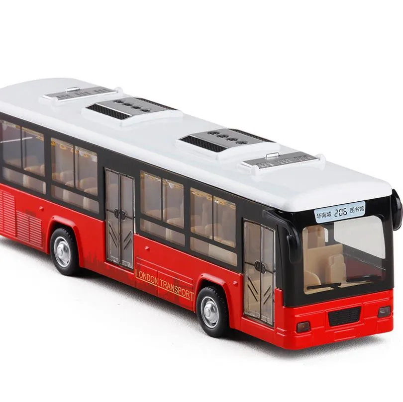 City bus model 1:48 alloy pull back diecast metal toy vehicles Children's toys Voice Announcements free shipping |