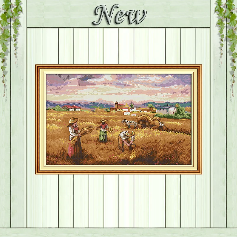 

Autumn harvest scenery diy painting counted printed on canvas DMC 11CT 14CT kits chinese Cross Stitch embroidery needlework Sets
