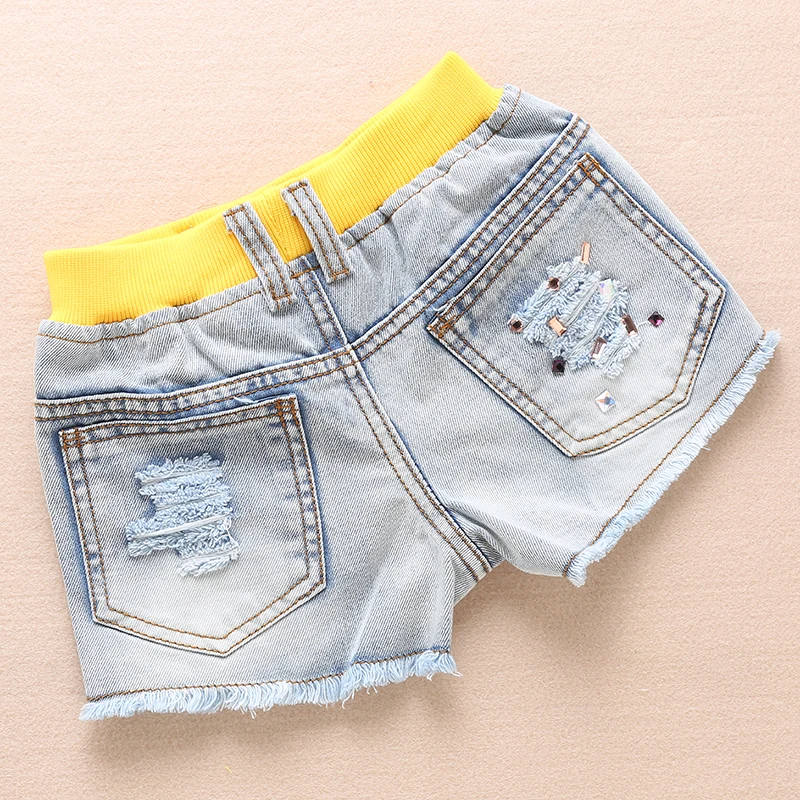 Весна-лето 2017 модные хлопковые джинсовые шорты для девочек детские джинсы с